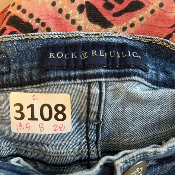 Rock & Republic Womens Blue Skinny Jeans Size 2 Distressed Denim Medium Wash - Picture 2 of 10